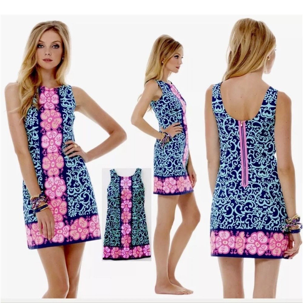 Lilly FOUNTAIN HOPPING Delia Shift Dress Size 8